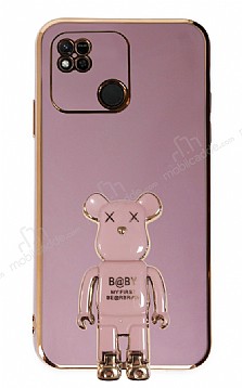 Eiroo Xiaomi Redmi 10A Baby Bear Standl Mor Silikon Klf