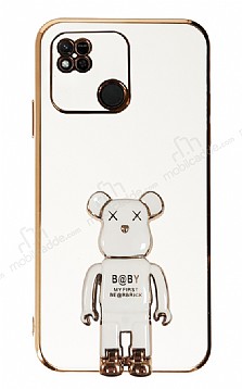 Eiroo Xiaomi Redmi 10A Baby Bear Standl Beyaz Silikon Klf