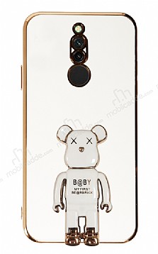 Eiroo Xiaomi Redmi 8 Baby Bear Standl Beyaz Silikon Klf