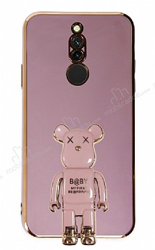 Eiroo Xiaomi Redmi 8 Baby Bear Standl Mor Silikon Klf