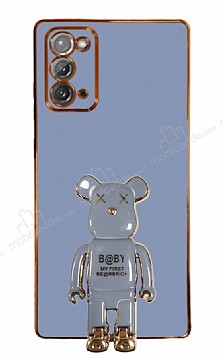 Eiroo Samsung Galaxy Note 20 Baby Bear Standl Mavi Silikon Klf