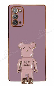 Eiroo Samsung Galaxy Note 20 Baby Bear Standl Mor Silikon Klf