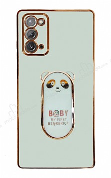 Eiroo Samsung Galaxy Note 20 Baby Panda Standl Yeil Silikon Klf