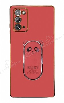 Eiroo Samsung Galaxy Note 20 Baby Panda Standl Krmz Silikon Klf