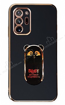 Eiroo Samsung Galaxy Note 20 Ultra Baby Panda Standl Siyah Silikon Klf