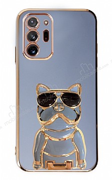 Eiroo Samsung Galaxy Note 20 Ultra Bulldog Standl Mavi Silikon Klf