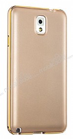 Eiroo Samsung Galaxy Note 3 Metal Kenarl Gold Rubber Klf