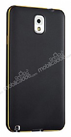 Eiroo Samsung Galaxy Note 3 Metal Kenarl Siyah Rubber Klf
