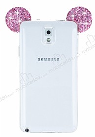 Samsung Galaxy Note 3 Tal Kulakl Pembe Silikon Klf