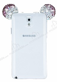 Samsung Galaxy Note 3 Tal Kulakl Mor Silikon Klf