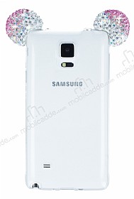 Samsung Galaxy Note 4 Tal Kulakl Pembe Silikon Klf
