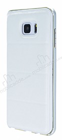 Eiroo Samsung Galaxy Note 5 Metal Kenarl Bubble Beyaz Deri Klf