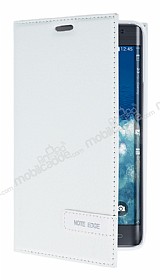Samsung Galaxy Note Edge Gizli Mknatsl Standl Beyaz Deri Klf