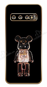 Eiroo Samsung Galaxy S10 Candy Bear Standl Kamera Korumal Siyah Silikon Klf