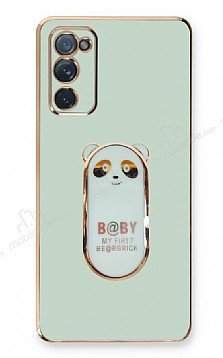 Eiroo Samsung Galaxy S20 FE Baby Panda Standl Yeil Silikon Klf