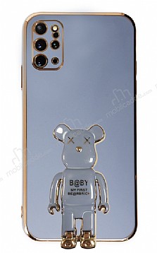 Eiroo Samsung Galaxy S20 Plus Baby Bear Standl Mavi Silikon Klf