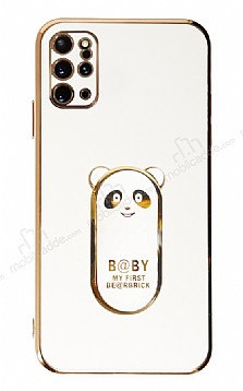 Eiroo Samsung Galaxy S20 Plus Baby Panda Standl Beyaz Silikon Klf