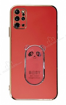 Eiroo Samsung Galaxy S20 Plus Baby Panda Standl Krmz Silikon Klf