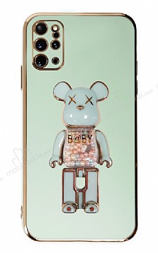 Eiroo Samsung Galaxy S20 Plus Candy Bear Standl Yeil Silikon Klf