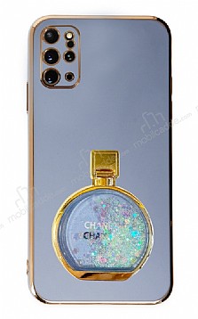 Eiroo Samsung Galaxy S20 Plus Parfm iesi Standl Mavi Silikon Klf