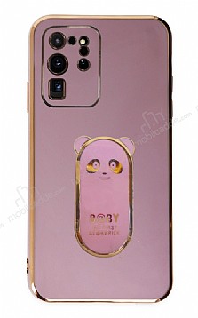 Eiroo Samsung Galaxy S20 Ultra Baby Panda Standl Mor Silikon Klf