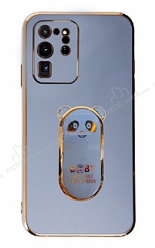 Eiroo Samsung Galaxy S20 Ultra Baby Panda Standl Mavi Silikon Klf