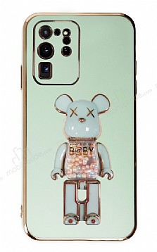 Eiroo Samsung Galaxy S20 Ultra Candy Bear Standl Yeil Silikon Klf