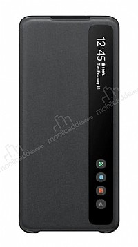 Eiroo Samsung Galaxy S20 Ultra Clear View Uyku Modlu Siyah Klf