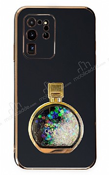 Eiroo Samsung Galaxy S20 Ultra Parfm iesi Standl Siyah Silikon Klf