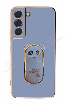 Eiroo Samsung Galaxy S21 FE 5G Baby Panda Standl Mavi Silikon Klf