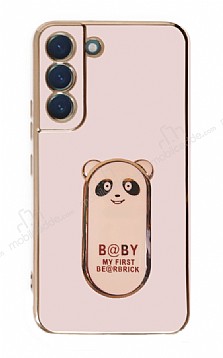 Eiroo Samsung Galaxy S21 FE 5G Baby Panda Standl Pembe Silikon Klf