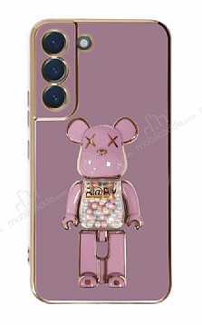 Eiroo Samsung Galaxy S21 FE 5G Candy Bear Standl Mor Silikon Klf