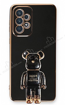 Eiroo Samsung Galaxy A72 / A72 5G Baby Bear Standl Siyah Silikon Klf