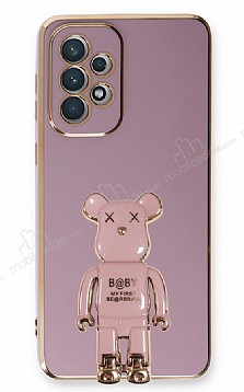 Eiroo Samsung Galaxy A72 / A72 5G Baby Bear Standl Mor Silikon Klf
