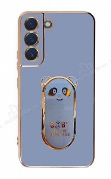 Eiroo Samsung Galaxy S21 Plus Baby Panda Standl Mavi Silikon Klf