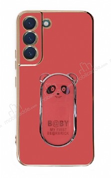 Eiroo Samsung Galaxy S21 Plus Baby Panda Standl Krmz Silikon Klf