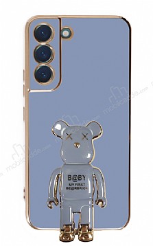 Eiroo Samsung Galaxy S22 5G Baby Bear Standl Mavi Silikon Klf