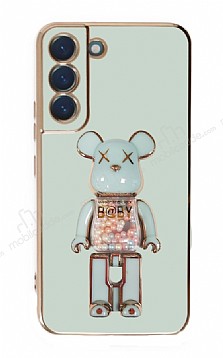 Eiroo Samsung Galaxy S22 5G Candy Bear Standl Yeil Silikon Klf