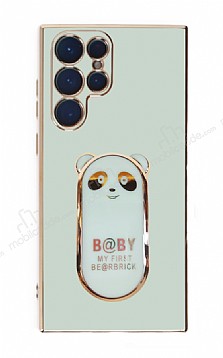 Eiroo Samsung Galaxy S22 Ultra 5G Baby Panda Standl Yeil Silikon Klf