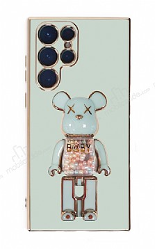 Eiroo Samsung Galaxy S22 Ultra 5G Candy Bear Standl Yeil Silikon Klf