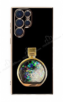 Eiroo Samsung Galaxy S22 Ultra 5G Parfm iesi Standl Siyah Silikon Klf