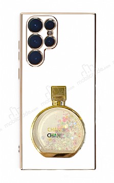 Eiroo Samsung Galaxy S22 Ultra 5G Parfm iesi Standl Beyaz Silikon Klf