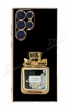 Eiroo Samsung Galaxy S22 Ultra Tal Parfm Standl Siyah Silikon Klf