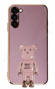 Eiroo Samsung Galaxy S23 Baby Bear Standl Mor Silikon Klf