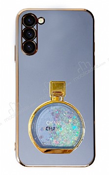 Eiroo Samsung Galaxy S23 Parfm iesi Standl Mavi Silikon Klf