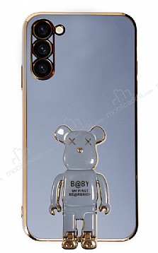 Eiroo Samsung Galaxy S23 Plus Baby Bear Standl Mavi Silikon Klf