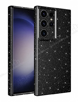 Eiroo Samsung Galaxy S23 Ultra Simli Siyah Silikon Klf