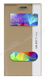 Samsung Galaxy S5 mini Gizli Mknatsl ift Pencereli Gold Klf