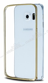 Eiroo Samsung Galaxy S6 Edge Gold izgili Round Metal Bumper ereve Gold Klf