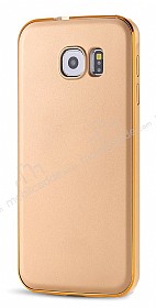 Eiroo Samsung Galaxy S6 Edge Metal Kenarl Gold Rubber Klf
